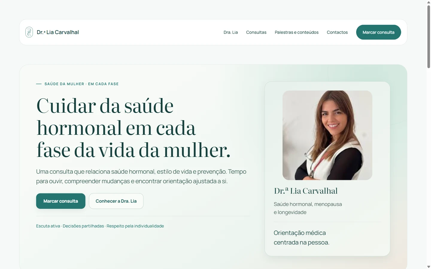 Dra. Lia Carvalhal — captura real em desktop